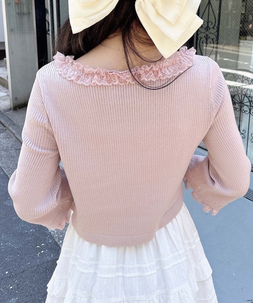 INGNI（イング）の「フリル5分袖ニットカーディガン（カーディガン/ボレロ・レディース・アイボリー/サックスブルー/ピンク・M）」の13枚目の写真