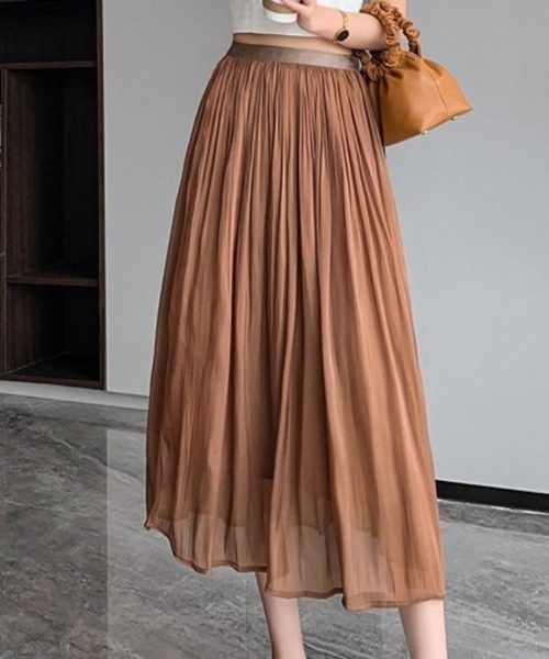 Beststore(ベストストア)の「フレアスカート マットサテン ロングスカート揺れる(スカート・レディース・ミント/ブラウン/アイボリー/ブラック・S/M/L)」の13枚目の写真