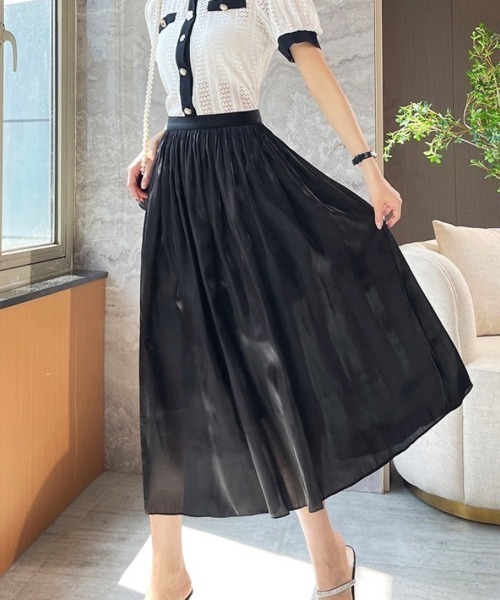 Beststore(ベストストア)の「フレアスカート マットサテン ロングスカート揺れる(スカート・レディース・ミント/ブラウン/アイボリー/ブラック・S/M/L)」の17枚目の写真