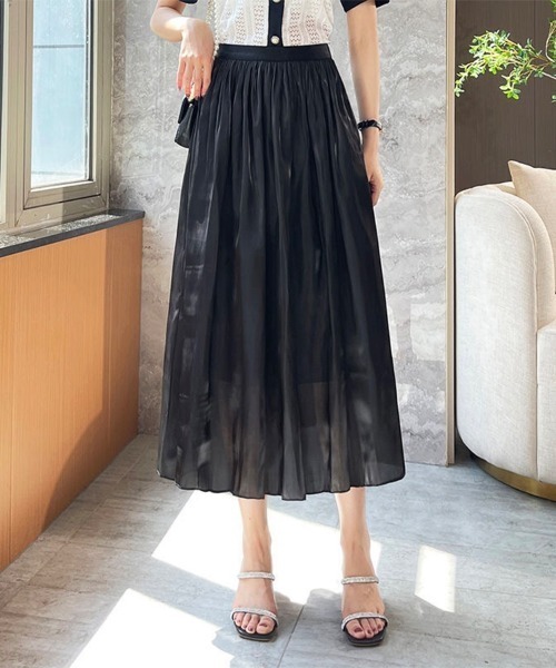Beststore(ベストストア)の「フレアスカート マットサテン ロングスカート揺れる(スカート・レディース・ミント/ブラウン/アイボリー/ブラック・S/M/L)」の18枚目の写真