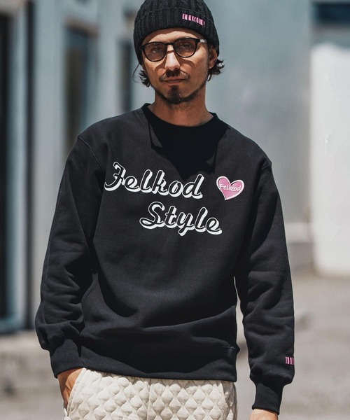 felkod（フィルコッド）の「msw1690- Brushed Lining Hearvy Sweat Pullover トレーナー（スウェット・メンズ・ブラック/アッシュ/ブラック×ピンク・S/M/L/XL）」の2枚目の写真