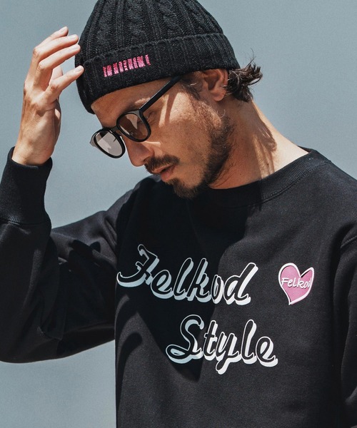 felkod（フィルコッド）の「msw1690- Brushed Lining Hearvy Sweat Pullover トレーナー（スウェット・メンズ・ブラック/アッシュ/ブラック×ピンク・S/M/L/XL）」の10枚目の写真