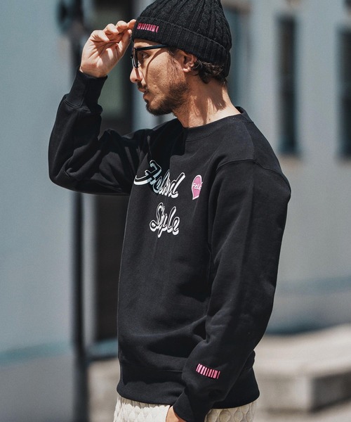 felkod（フィルコッド）の「msw1690- Brushed Lining Hearvy Sweat Pullover トレーナー（スウェット・メンズ・ブラック/アッシュ/ブラック×ピンク・S/M/L/XL）」の12枚目の写真