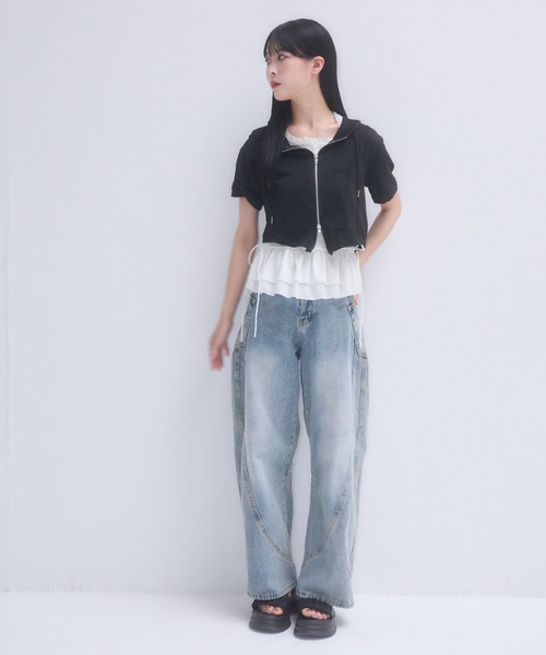 mellowneon（メロウネオン）の「厚底ギャザーサンダル（サンダル・レディース・アイボリー/ブラック・SMALL/MEDIUM/LARGE）」の10枚目の写真