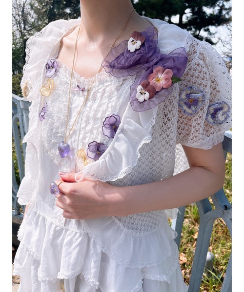 PINK HOUSE（ピンクハウス）の「パンジーレース使いキャミソールワンピース（ワンピース・レディース・ミント/ラベンダー/ホワイト/ブラック・フリー）」の21枚目の写真