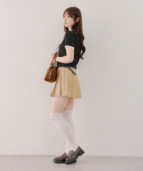 Another Branch olive des olive（アナザーブランチオリーブデオリーブ）の「【韓国ガーリー叶う】レースアップポロ（ニット/セーター・レディース・ピンクベージュ/アイボリー/ブラック・FREE）」の17枚目の写真