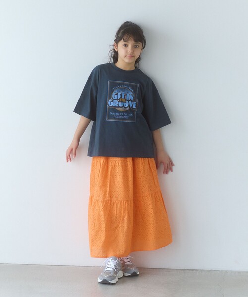 green label relaxing（グリーンレーベルリラクシング）の「ローンレース ティアードスカート / キッズ  140cm-160cm（スカート・キッズ・ロイヤルブルー/オレンジ・160cm/150cm/140cm）」の15枚目の写真