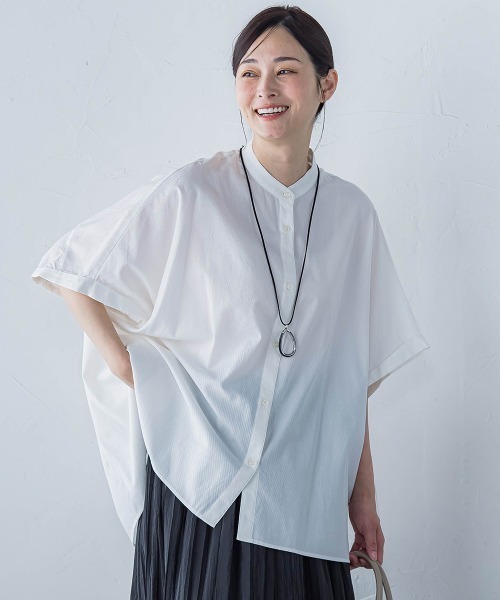 LAUTREAMONT(ロートレアモン)の「【WEB限定】フランスアヤロングブラウス≪手洗い可能≫(シャツ/ブラウス・レディース・グリーン/オフホワイト/ピンク・9号)」の2枚目の写真