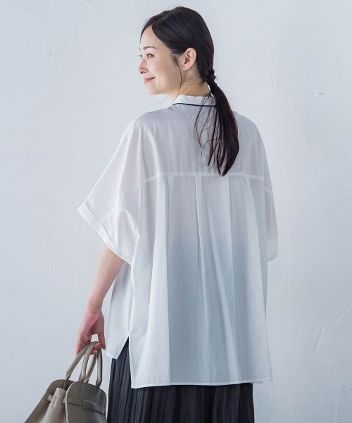 LAUTREAMONT(ロートレアモン)の「【WEB限定】フランスアヤロングブラウス≪手洗い可能≫(シャツ/ブラウス・レディース・グリーン/オフホワイト/ピンク・9号)」の5枚目の写真