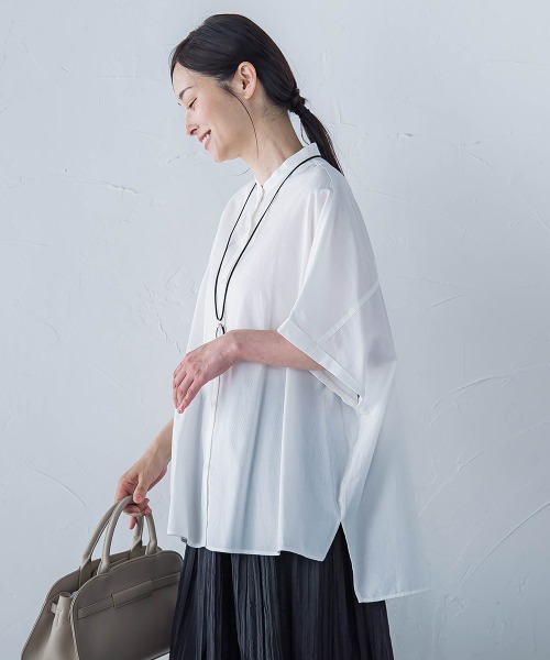 セール】【WEB限定】フランスアヤロングブラウス≪手洗い可能