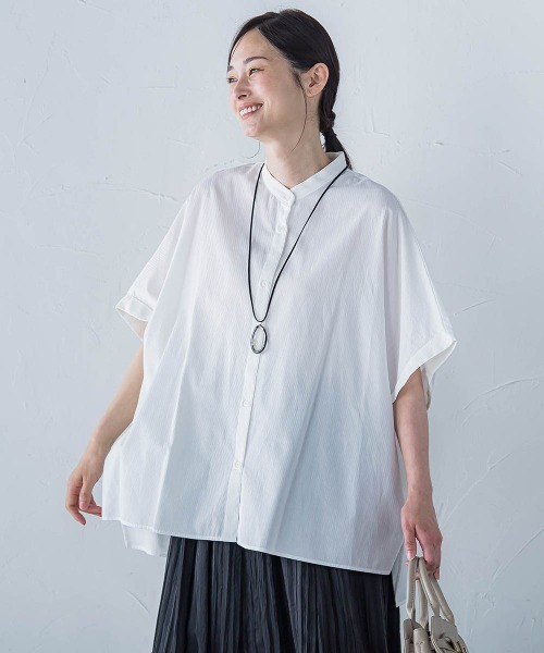 LAUTREAMONT(ロートレアモン)の「【WEB限定】フランスアヤロングブラウス≪手洗い可能≫(シャツ/ブラウス・レディース・グリーン/オフホワイト/ピンク・9号)」の7枚目の写真