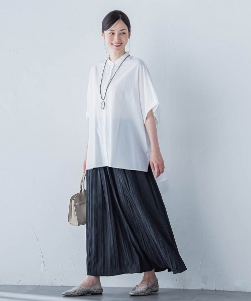 LAUTREAMONT(ロートレアモン)の「【WEB限定】フランスアヤロングブラウス≪手洗い可能≫(シャツ/ブラウス・レディース・グリーン/オフホワイト/ピンク・9号)」の8枚目の写真