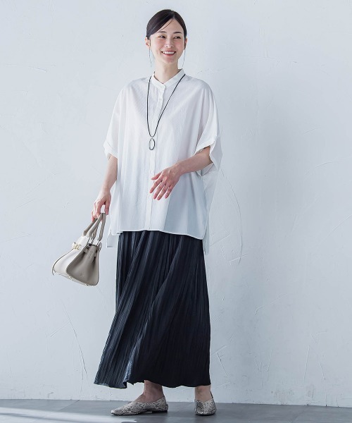 LAUTREAMONT(ロートレアモン)の「【WEB限定】フランスアヤロングブラウス≪手洗い可能≫(シャツ/ブラウス・レディース・グリーン/オフホワイト/ピンク・9号)」の9枚目の写真