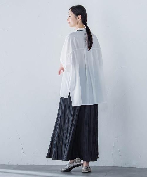 LAUTREAMONT(ロートレアモン)の「【WEB限定】フランスアヤロングブラウス≪手洗い可能≫(シャツ/ブラウス・レディース・グリーン/オフホワイト/ピンク・9号)」の12枚目の写真