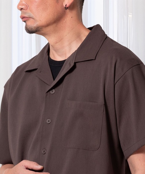 BAYBLO(ベイブロ)の「(SA) テックリネン 無地 半袖 シャツ(シャツ/ブラウス・メンズ・ブラック/チャコールグレー/ベージュ/ブラウン・M/L/LL)」の3枚目の写真