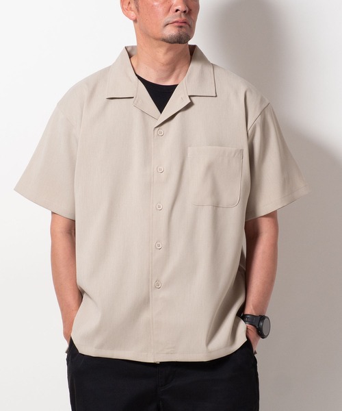 BAYBLO(ベイブロ)の「(SA) テックリネン 無地 半袖 シャツ(シャツ/ブラウス・メンズ・ブラック/チャコールグレー/ベージュ/ブラウン・M/L/LL)」の16枚目の写真