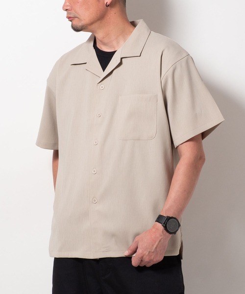 BAYBLO(ベイブロ)の「(SA) テックリネン 無地 半袖 シャツ(シャツ/ブラウス・メンズ・ブラック/チャコールグレー/ベージュ/ブラウン・M/L/LL)」の17枚目の写真