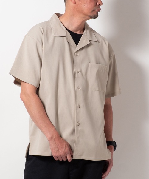 BAYBLO(ベイブロ)の「(SA) テックリネン 無地 半袖 シャツ(シャツ/ブラウス・メンズ・ブラック/チャコールグレー/ベージュ/ブラウン・M/L/LL)」の18枚目の写真