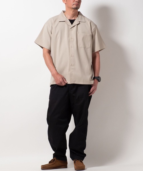 BAYBLO(ベイブロ)の「(SA) テックリネン 無地 半袖 シャツ(シャツ/ブラウス・メンズ・ブラック/チャコールグレー/ベージュ/ブラウン・M/L/LL)」の19枚目の写真