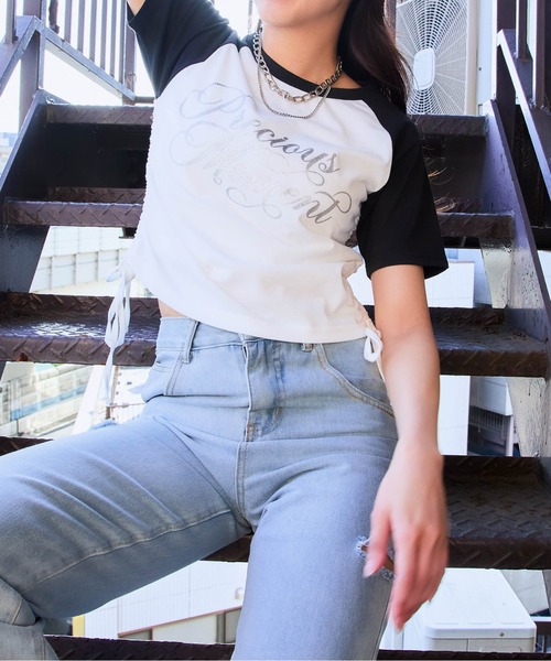 GORGE（ゴージ）の「《ラメロゴ×ドロスト》レディース 半袖Tシャツ サイドギャザー 着映えトップス 春夏秋（Tシャツ/カットソー・レディース・オフホワイト/オートミール/その他1・F）」の16枚目の写真