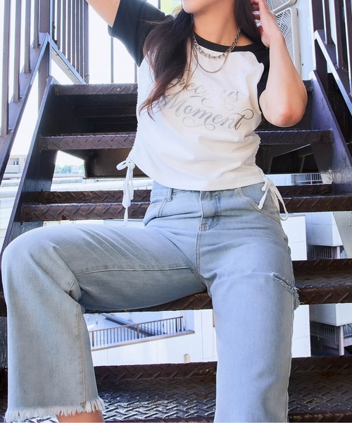 GORGE（ゴージ）の「《ラメロゴ×ドロスト》レディース 半袖Tシャツ サイドギャザー 着映えトップス 春夏秋（Tシャツ/カットソー・レディース・オフホワイト/オートミール/その他1・F）」の15枚目の写真