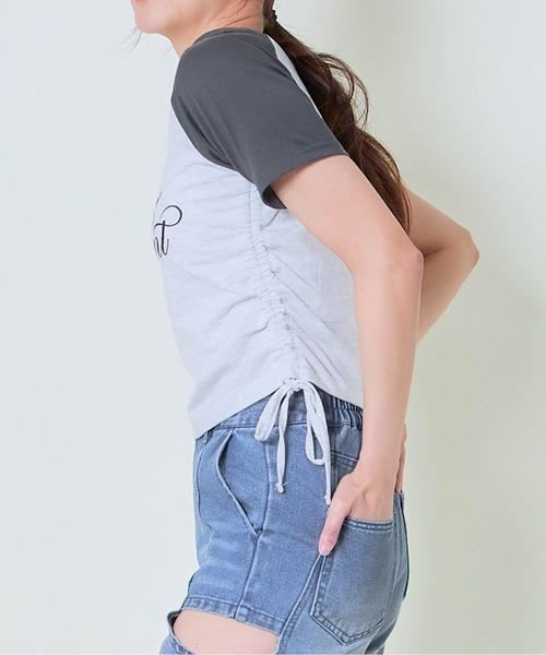 GORGE（ゴージ）の「《ラメロゴ×ドロスト》レディース 半袖Tシャツ サイドギャザー 着映えトップス 春夏秋（Tシャツ/カットソー・レディース・オフホワイト/オートミール/その他1・F）」の7枚目の写真