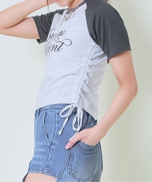 GORGE（ゴージ）の「《ラメロゴ×ドロスト》レディース 半袖Tシャツ サイドギャザー 着映えトップス 春夏秋（Tシャツ/カットソー・レディース・オフホワイト/オートミール/その他1・F）」の6枚目の写真