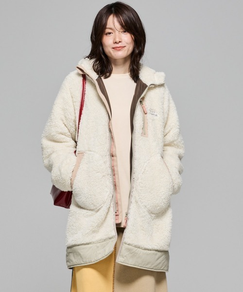 KRIFF MAYER Lady's Collection（クリフメイヤーレディースコレクション）の「【軽い・暖かい】シャギーボアロングフードJK（その他アウター・レディース・グリーン/ブラウン/ネイビー/グレー/ナチュラル/ブラック/カラフル・MEDIUM/LARGE）」の4枚目の写真