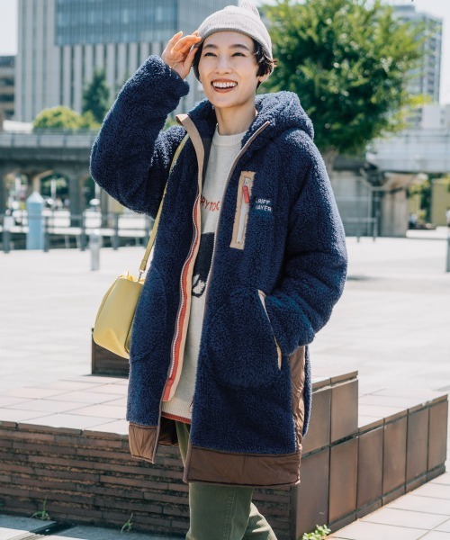 KRIFF MAYER Lady's Collection（クリフメイヤーレディースコレクション）の「【軽い・暖かい】シャギーボアロングフードJK（その他アウター・レディース・グリーン/ブラウン/ネイビー/グレー/ナチュラル/ブラック/カラフル・MEDIUM/LARGE）」の6枚目の写真