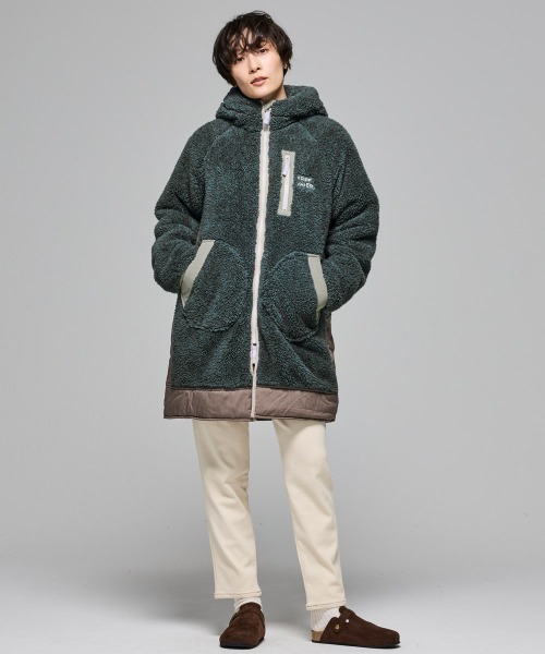 KRIFF MAYER Lady's Collection（クリフメイヤーレディースコレクション）の「【軽い・暖かい】シャギーボアロングフードJK（その他アウター・レディース・グリーン/ブラウン/ネイビー/グレー/ナチュラル/ブラック/カラフル・MEDIUM/LARGE）」の13枚目の写真
