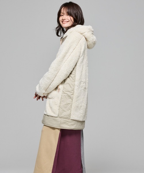 KRIFF MAYER Lady's Collection（クリフメイヤーレディースコレクション）の「【軽い・暖かい】シャギーボアロングフードJK（その他アウター・レディース・グリーン/ブラウン/ネイビー/グレー/ナチュラル/ブラック/カラフル・MEDIUM/LARGE）」の16枚目の写真