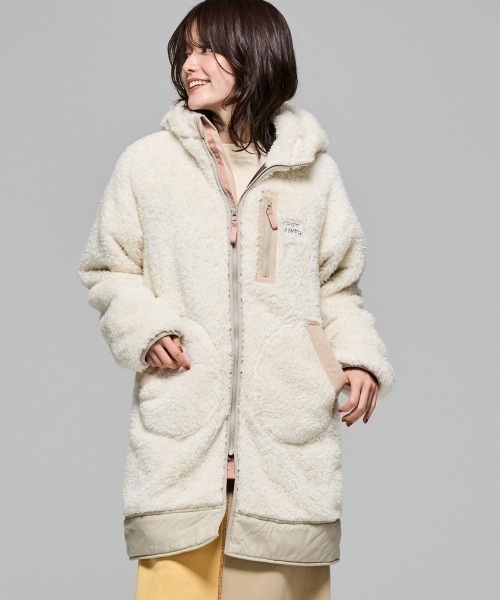 KRIFF MAYER Lady's Collection（クリフメイヤーレディースコレクション）の「【軽い・暖かい】シャギーボアロングフードJK（その他アウター・レディース・グリーン/ブラウン/ネイビー/グレー/ナチュラル/ブラック/カラフル・MEDIUM/LARGE）」の17枚目の写真