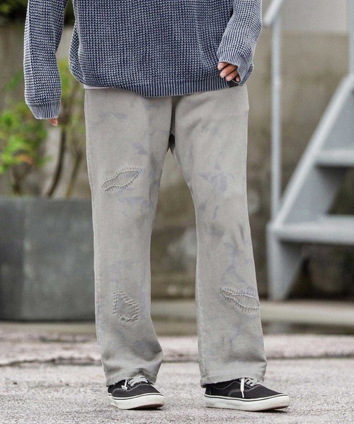 CAMBIO(カンビオ)の「mp13858-Uneven Dyeing Sweat Wide Straight Pants スウェットパンツ(スウェットパンツ・メンズ・マルチ・S/M/L)」の3枚目の写真