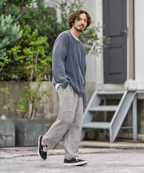 CAMBIO(カンビオ)の「mp13858-Uneven Dyeing Sweat Wide Straight Pants スウェットパンツ(スウェットパンツ・メンズ・マルチ・S/M/L)」の7枚目の写真