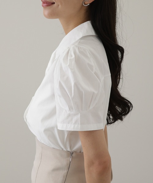 Lace Ladies(レースレディース)の「ソリッドカラー くるみボタン 開襟 パフスリーブ ブラウス(シャツ/ブラウス・レディース・アイボリー/グリーン/イエロー・M/XL)」の13枚目の写真