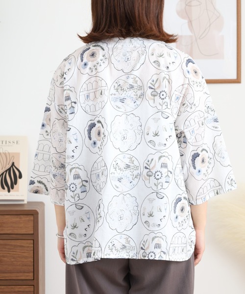 Emago（イマゴ）の「EMAGO リメイク総柄刺繍ブラウス（シャツ/ブラウス・レディース・ネイビー/ホワイト・FREE）」の13枚目の写真
