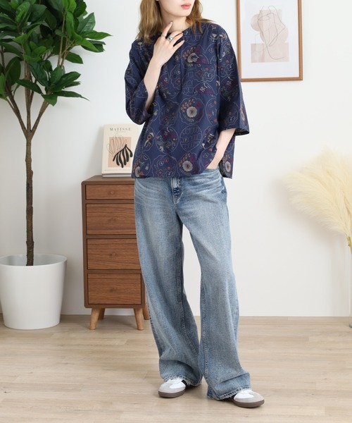 Emago（イマゴ）の「EMAGO リメイク総柄刺繍ブラウス（シャツ/ブラウス・レディース・ネイビー/ホワイト・FREE）」の10枚目の写真