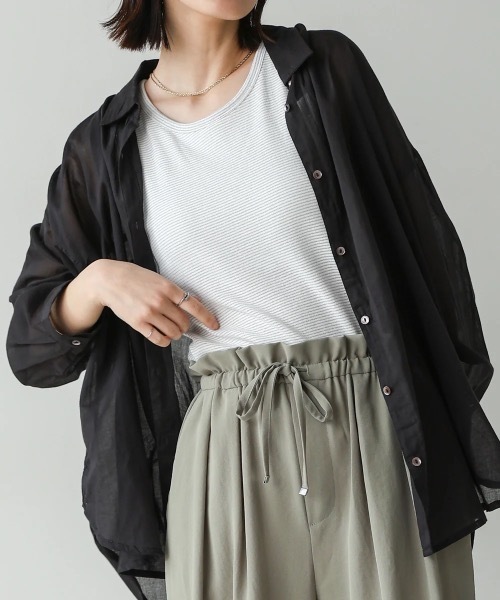 Bou Jeloud（ブージュルード）の「カップ付きラメボーダータンク（タンクトップ・レディース・ブラック/オフホワイト/ベージュ・FREE）」の17枚目の写真