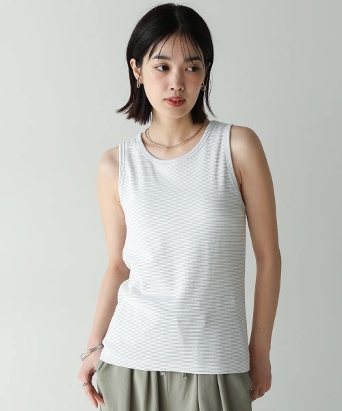 Bou Jeloud（ブージュルード）の「カップ付きラメボーダータンク（タンクトップ・レディース・ブラック/オフホワイト/ベージュ・FREE）」の7枚目の写真