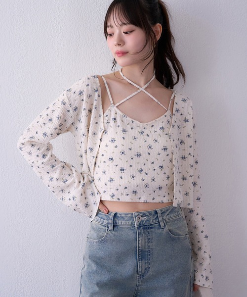 one after another NICE CLAUP（ワンアフターアナザーナイスクラップ）の「キャミソール+カーディガンセット（アンサンブル・レディース・ホワイト系その他/オフホワイト/アイボリー/ブラック・FREE）」の3枚目の写真