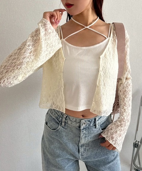 one after another NICE CLAUP（ワンアフターアナザーナイスクラップ）の「キャミソール+カーディガンセット（アンサンブル・レディース・ホワイト系その他/オフホワイト/アイボリー/ブラック・FREE）」の7枚目の写真