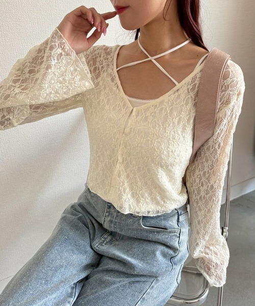 one after another NICE CLAUP（ワンアフターアナザーナイスクラップ）の「キャミソール+カーディガンセット（アンサンブル・レディース・ホワイト系その他/オフホワイト/アイボリー/ブラック・FREE）」の8枚目の写真