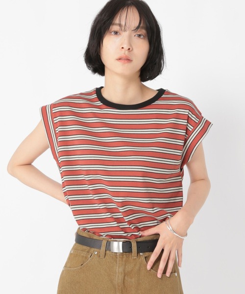 studio CLIP(スタディオクリップ)の「【daily CLIP】ボーダーノースリーブプルオーバー(Tシャツ/カットソー・レディース・レッド/グリーン/ブルー・FREE)」の5枚目の写真