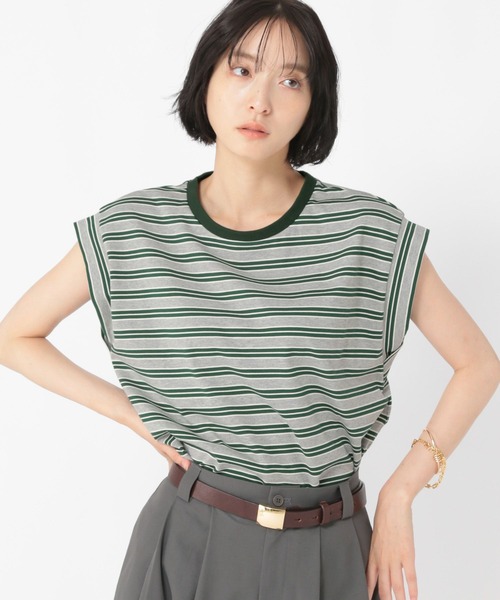 studio CLIP(スタディオクリップ)の「【daily CLIP】ボーダーノースリーブプルオーバー(Tシャツ/カットソー・レディース・レッド/グリーン/ブルー・FREE)」の10枚目の写真