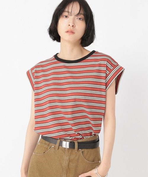 studio CLIP(スタディオクリップ)の「【daily CLIP】ボーダーノースリーブプルオーバー(Tシャツ/カットソー・レディース・レッド/グリーン/ブルー・FREE)」の4枚目の写真