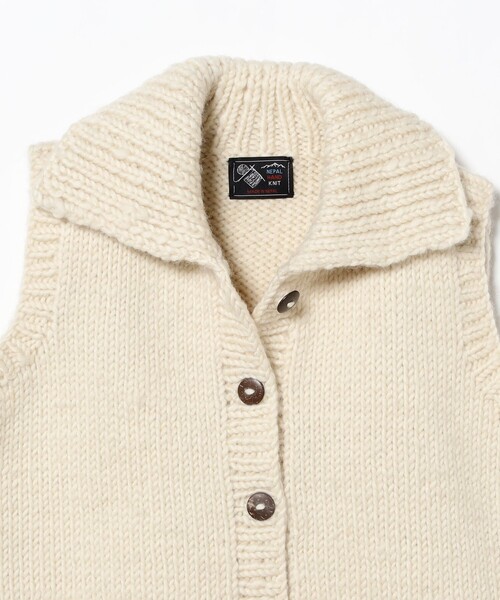 B:MING by BEAMS（ビーミングバイビームス）の「【別注】NEPALHANDKNIT / カラーベスト（ベスト・レディース・ホワイト系その他5/チャコールグレー・ONE SIZE）」の4枚目の写真