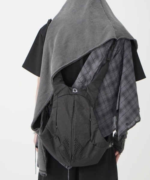 Never mind the XU / Chikashitsu+(ネバーマインド ザ エックスユー / チカシツプラス)の「【Nerd out XU】oversized hood check shirt / 【ナードアウトエックスユー】オーバーサイズフードチェック長袖シャツ(シャツ/ブラウス・メンズ・ダークグレー・XXL)」の9枚目の写真