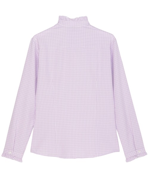 TOKYO SHIRTS（トウキョウシャツ）の「COFREX  スタンド ゴムシャーリングブラウス 長袖 レディースデザインシャツ（シャツ/ブラウス・レディース・パープル・S/M/L/LL）」の2枚目の写真