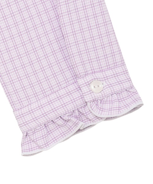 TOKYO SHIRTS（トウキョウシャツ）の「COFREX  スタンド ゴムシャーリングブラウス 長袖 レディースデザインシャツ（シャツ/ブラウス・レディース・パープル・S/M/L/LL）」の4枚目の写真