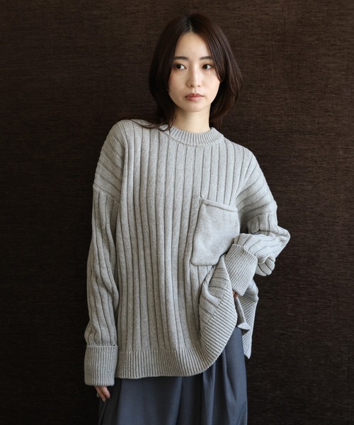 select MOCA Et（セレクトモカエト）の「【Et】Back Slit Rib Knit
